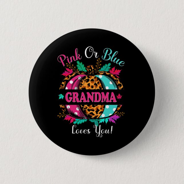 Rosa oder blaue Oma Lieben Sie Leopard Pumpkin Fal Button (Vorderseite)