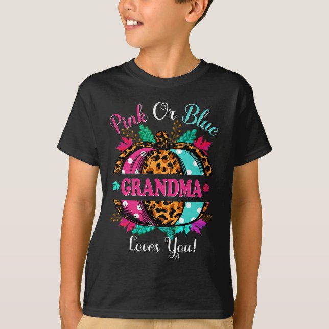 Rosa oder blaue Oma Lieben Sie Leopard Pumpkin Fal T-Shirt (Vorderseite)