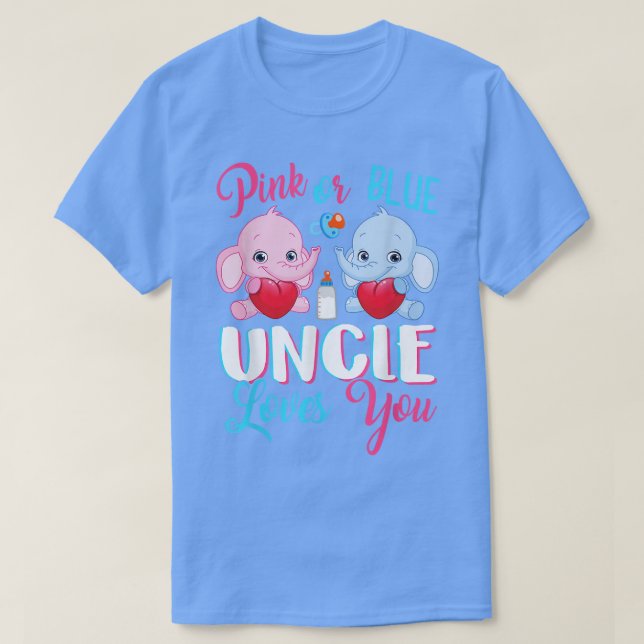 Rosa oder blaue Onkel Lieben Sie Elefanten-Baby Ge T-Shirt (Design vorne)