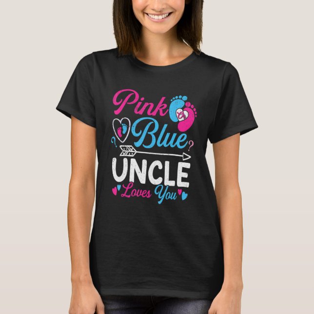 Rosa oder blaue Onkel Lieben Sie lustige Baby Gend T-Shirt (Vorderseite)