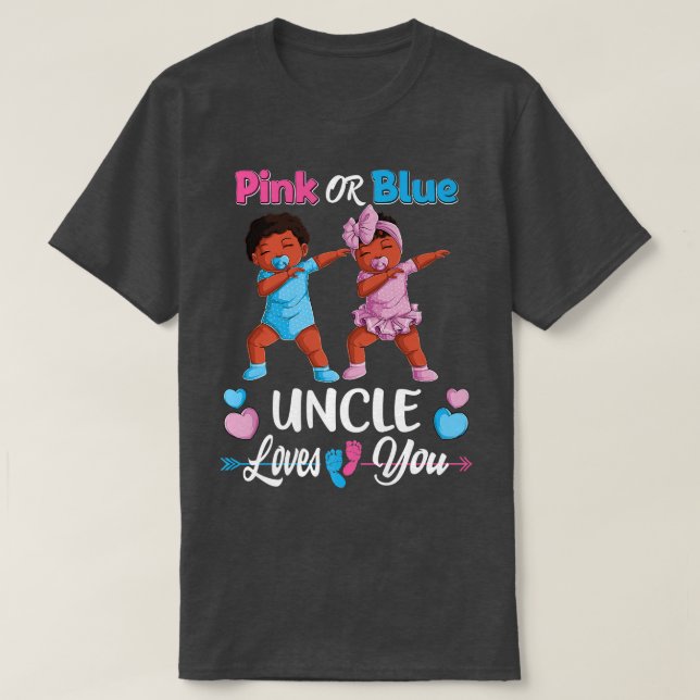Rosa oder blaue Onkel Lieben Sie Schwarzes Baby Ge T-Shirt (Design vorne)