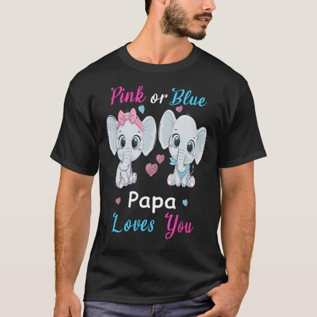 Rosa oder blaue Papa-Lieben Sie Elefanten Baby Gen T-Shirt (Vorderseite)
