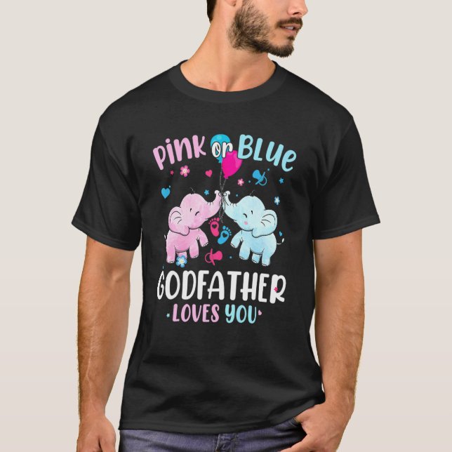 Rosa oder blaue Pate Lieben Sie Elefanten Baby Ge T-Shirt (Vorderseite)