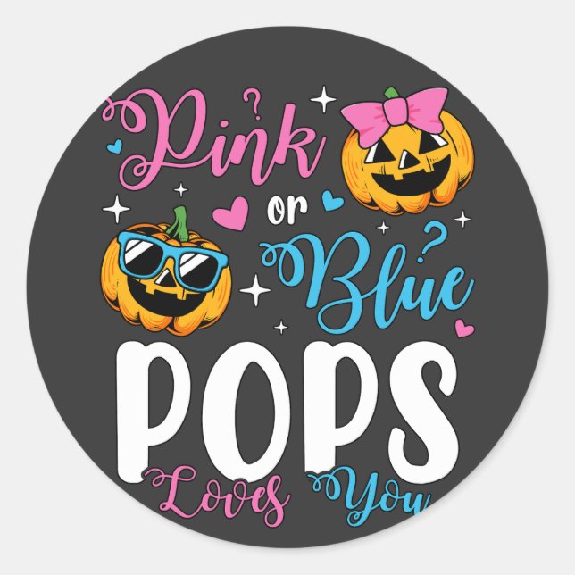 Rosa oder blaue Pop Lieben Sie Pumpkin Baby Runder Aufkleber (Vorderseite)