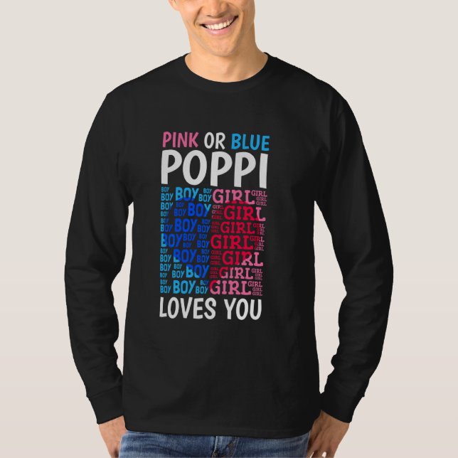 Rosa oder blaue Poppi-Lieben Sie Geschlecht zeigen T-Shirt (Vorderseite)