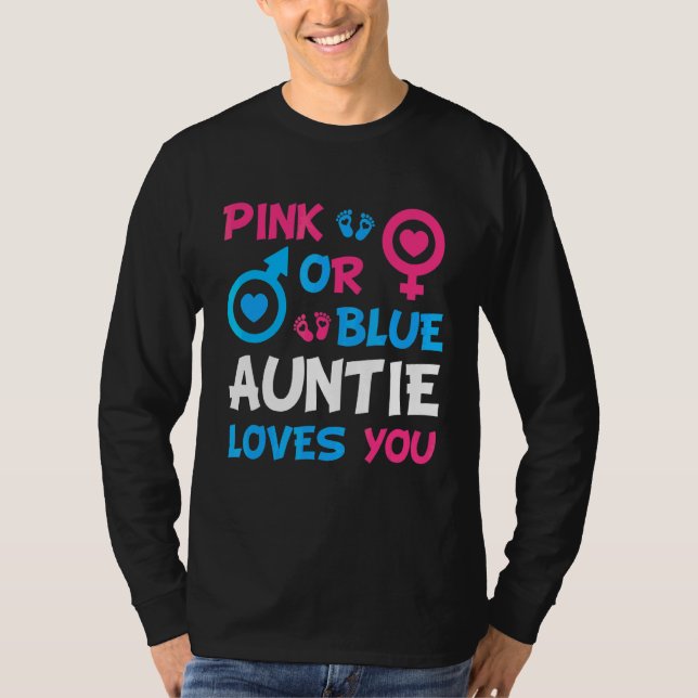 Rosa oder blaue Tantchen Lieben Ihr Baby Duschgesc T-Shirt (Vorderseite)