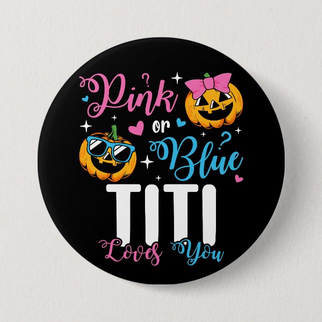 Rosa oder blaue Titi Lieben Sie Pumpkin Baby Round Button (Vorderseite)