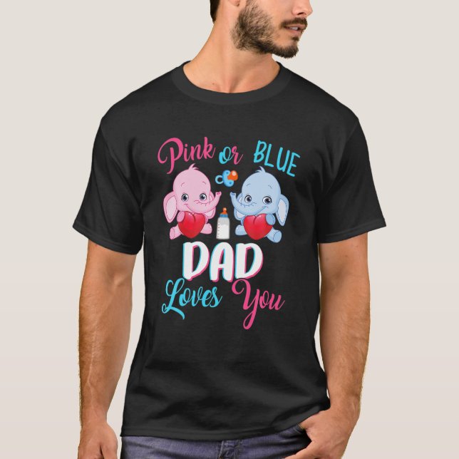 Rosa oder blaue Vater Lieben Sie Elefanten-Baby Ge T-Shirt (Vorderseite)