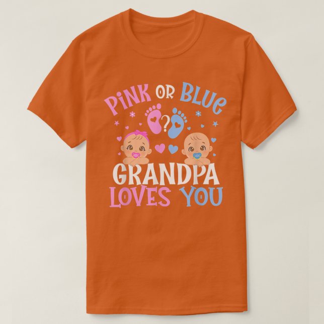 Rosa oder blaues Geschlecht offenbart Grandpa-Lieb T-Shirt (Design vorne)