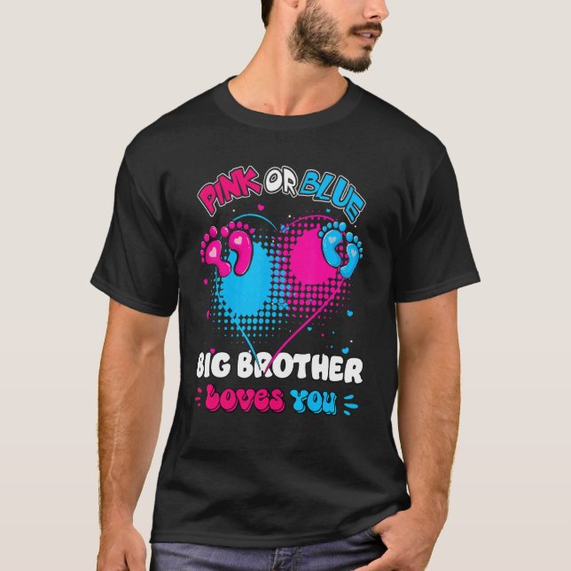 Rosa oder blaues Herz Big Brother Lieben Sie Dusch T-Shirt (Vorderseite)