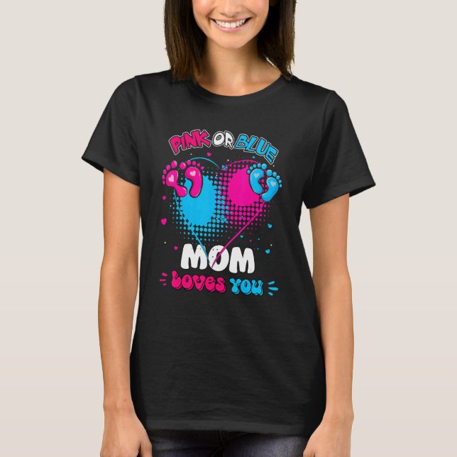 Rosa oder blaues Herz Mama liebt dich Dusche Gesch T-Shirt (Vorderseite)
