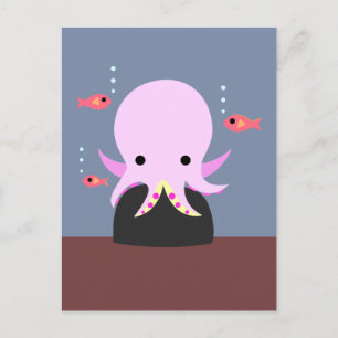 Rosa Oktopus Postkarte