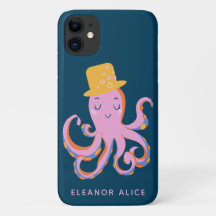 Rosa Oktopus Quirky Tanzen Tier Personalisiert