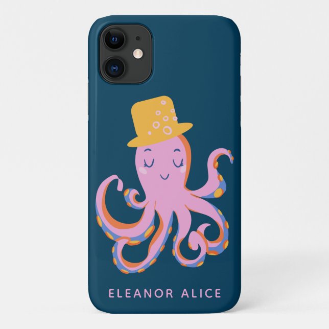 Rosa Oktopus Quirky Tanzen Tier Personalisiert Case-Mate iPhone Hülle (Rückseite)