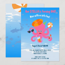 Rosa Oktopus Sommermädchen Geburtstagsparty