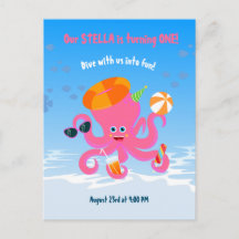 Rosa Oktopus Sommermädchen Geburtstagsparty