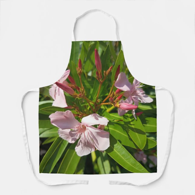 Rosa Oleander Blumen-Gartenschürze Botanische Küch Schürze (Vorderseite)