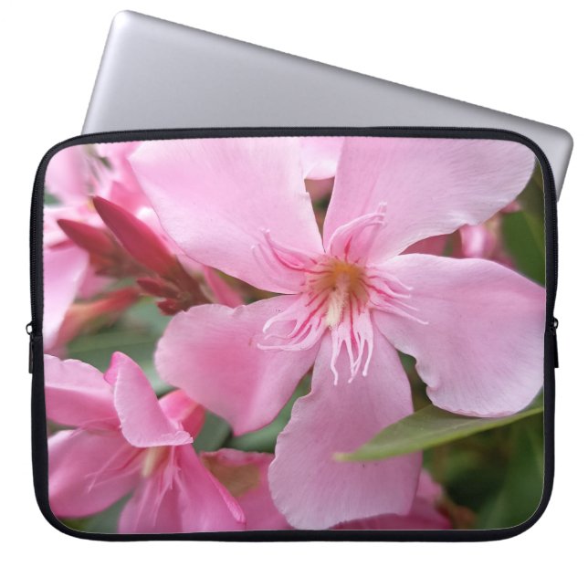 Rosa Oleander Blumen Laptop Hülle Laptopschutzhülle (Vorderseite)