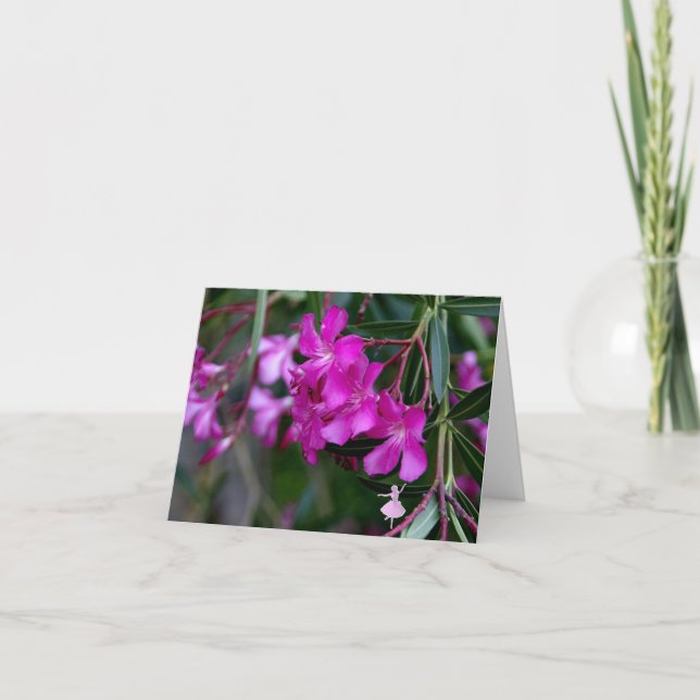 Rosa Oleander-Schatten-Fee Karte (Vorderseite)