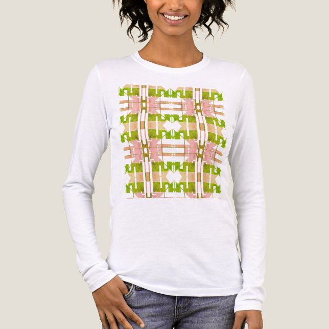 Rosa Olive Beige Geometrische Tribal Art Kleine Fl Tri-Blend Shirt (Vorderseite)