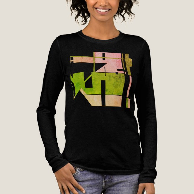 Rosa Olive Green Geometrie Tribal Art Abstrakt Tri-Blend Shirt (Vorderseite)