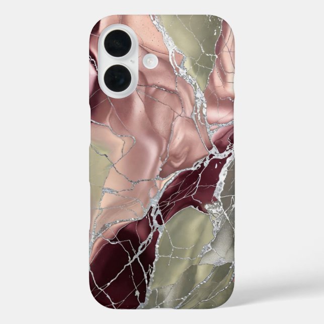 Rosa Oliven-Marmor-Handyhülle Silber Luxus Case-Mate iPhone Hülle (Rückseite)
