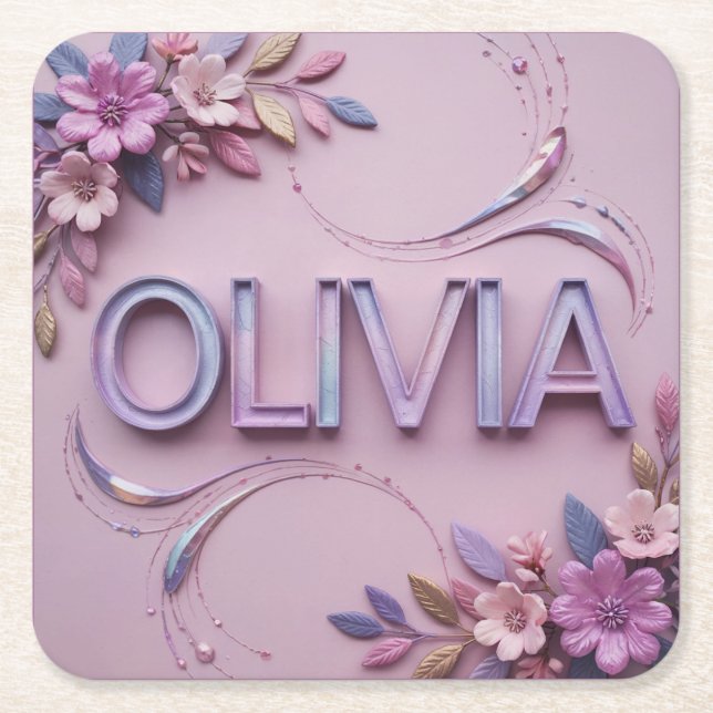 Rosa Olivia Rosa Blume Untersetzer Set (Vorderseite)