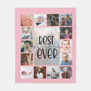 Rosa Oma Foto Collage Fleece Blanket