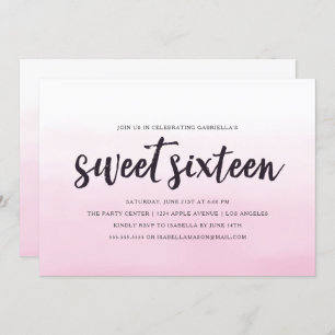 Rosa Ombre 16. Geburtstag Party Einladung