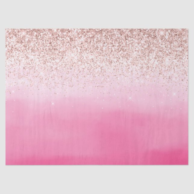 Rosa Ombre Blush Glitzer Sparkasse Seidenpapier (Vorderseite)
