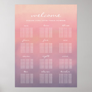 Rosa Ombre Boho Minimalistische Hochzeitssitzkarte Poster