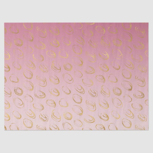 Rosa Ombre Gold Chic Circles Seidenpapier (Vorderseite)