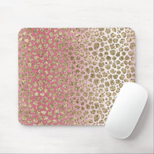Rosa Ombre Gold Glitter Glitzer Leopardenprint Mousepad