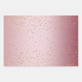 Rosa Ombre Gold Glitz Sparkle Streifen Leopard Geschenkpapier Set