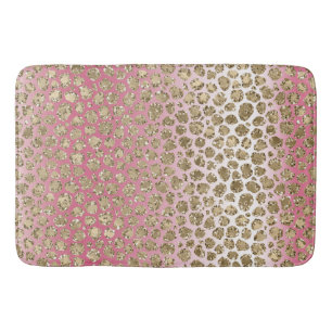 Rosa Ombre Gold Glitzer Glitz Leopard Print      Badematte