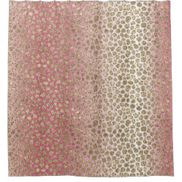 Rosa Ombre Gold Glitzer Glitz Leopard Print Duschvorhang