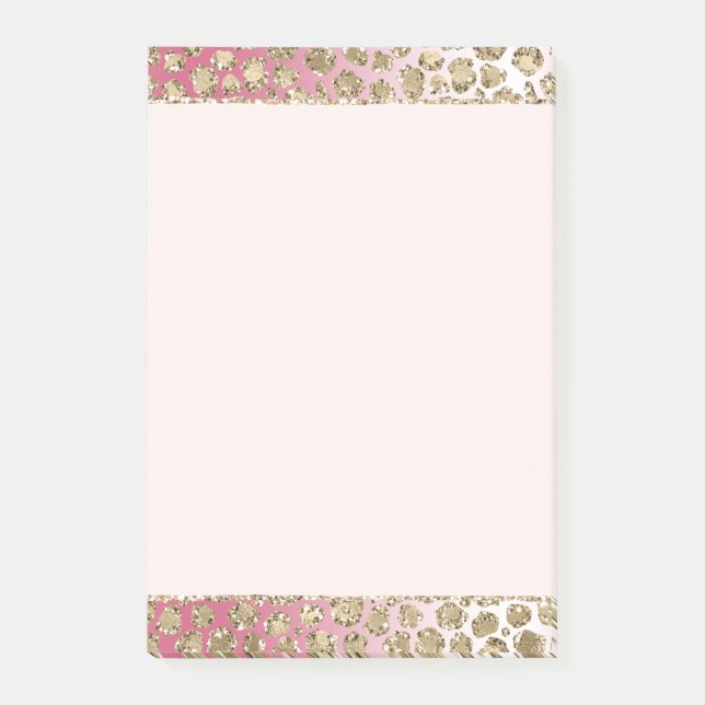 Rosa Ombre Gold Glitzer Glitz Leopard Print       Post-it Klebezettel (Vorderseite)