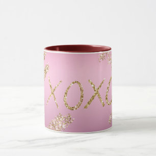 Rosa Ombre Gold Glitzer Heart XOXO Tasse