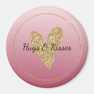 Rosa Ombre Gold Glitzer Herz Magnet