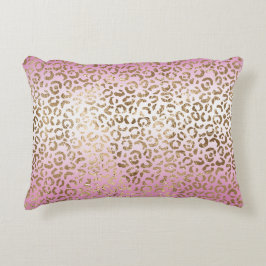Rosa Ombre Gold Leopard Print Dekokissen
