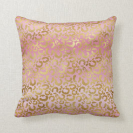 Rosa Ombre Gold Leopard Print Kissen