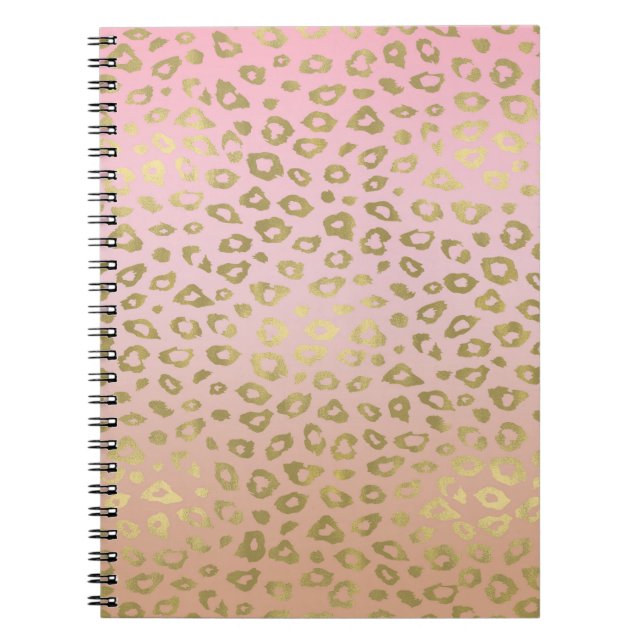 Rosa Ombre Gold Leopard Print Notizblock (Vorderseite)