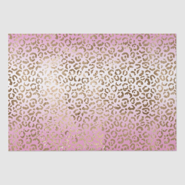 Rosa Ombre Gold Leopard Print Seidenpapier (Vorderseite)