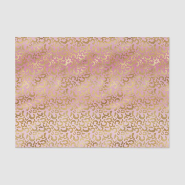 Rosa Ombre Gold Leopard Print    Seidenpapier (Vorderseite)