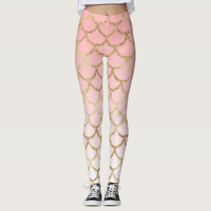 Rosa Ombre GoldGlitzer-Meerjungfrau stuft Leggings