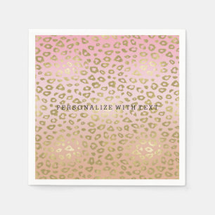 Rosa Ombre Goldleopard-Druck Serviette