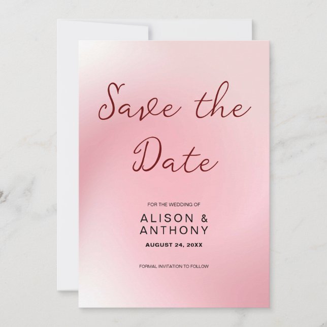Rosa Ombre Hintergrund Save The Date (Vorderseite)
