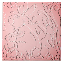 Rosa Ombre Kaninchenwald mit floraler Natur Fliese