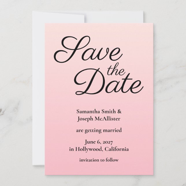 Rosa Ombre Save The Date (Vorderseite)