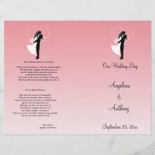 Rosa Ombre Silhouette feierliches Hochzeitsprogram